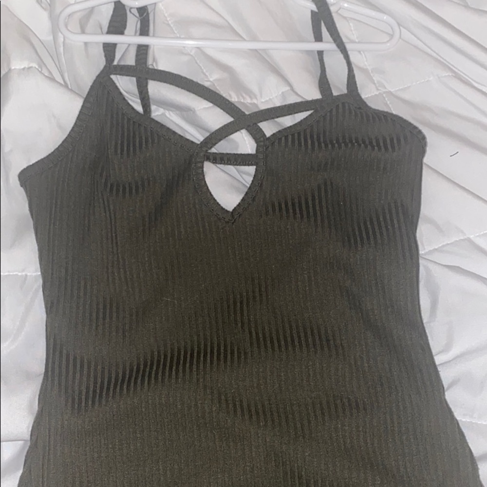 Green cutout body suit